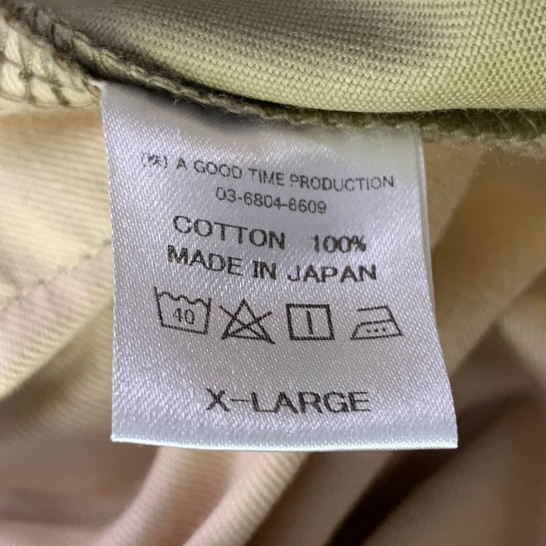 BELAFONTE Size XL Tan Twill Cotton Pleated Cuffed Button Fly Casual Pants