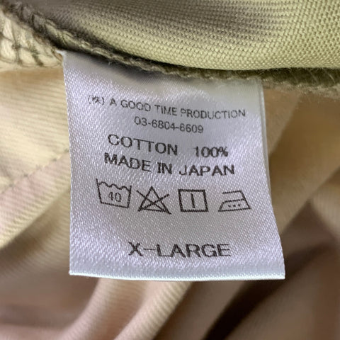 BELAFONTE Size XL Tan Twill Cotton Pleated Cuffed Button Fly Casual Pants