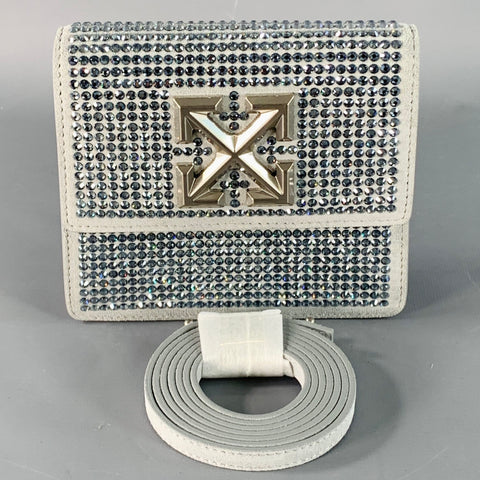 OFF-WHITE JITNEY Grey Rhinestones Leather Crossbody Handbag