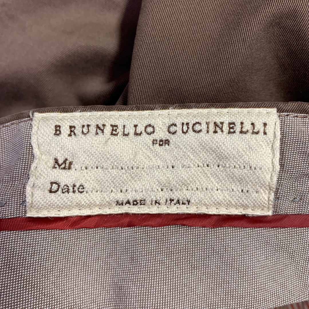 BRUNELLO CUCINELLI Size 32 Brown Cotton Flat Front Casual Pants
