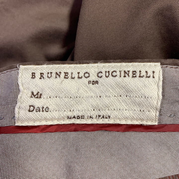 BRUNELLO CUCINELLI Size 32 Brown Cotton Flat Front Casual Pants