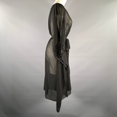 HALSTON HERITAGE Size S M Black Metallic Polyester Caftan  Dress