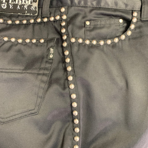 GIANFRANCO FERRE Size 32 Black Studded Cotton Blend Jean Cut Casual Pants