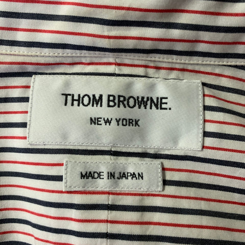 THOM BROWNE Size M White Red Navy Stripe Button Down Long Sleeve Shirt