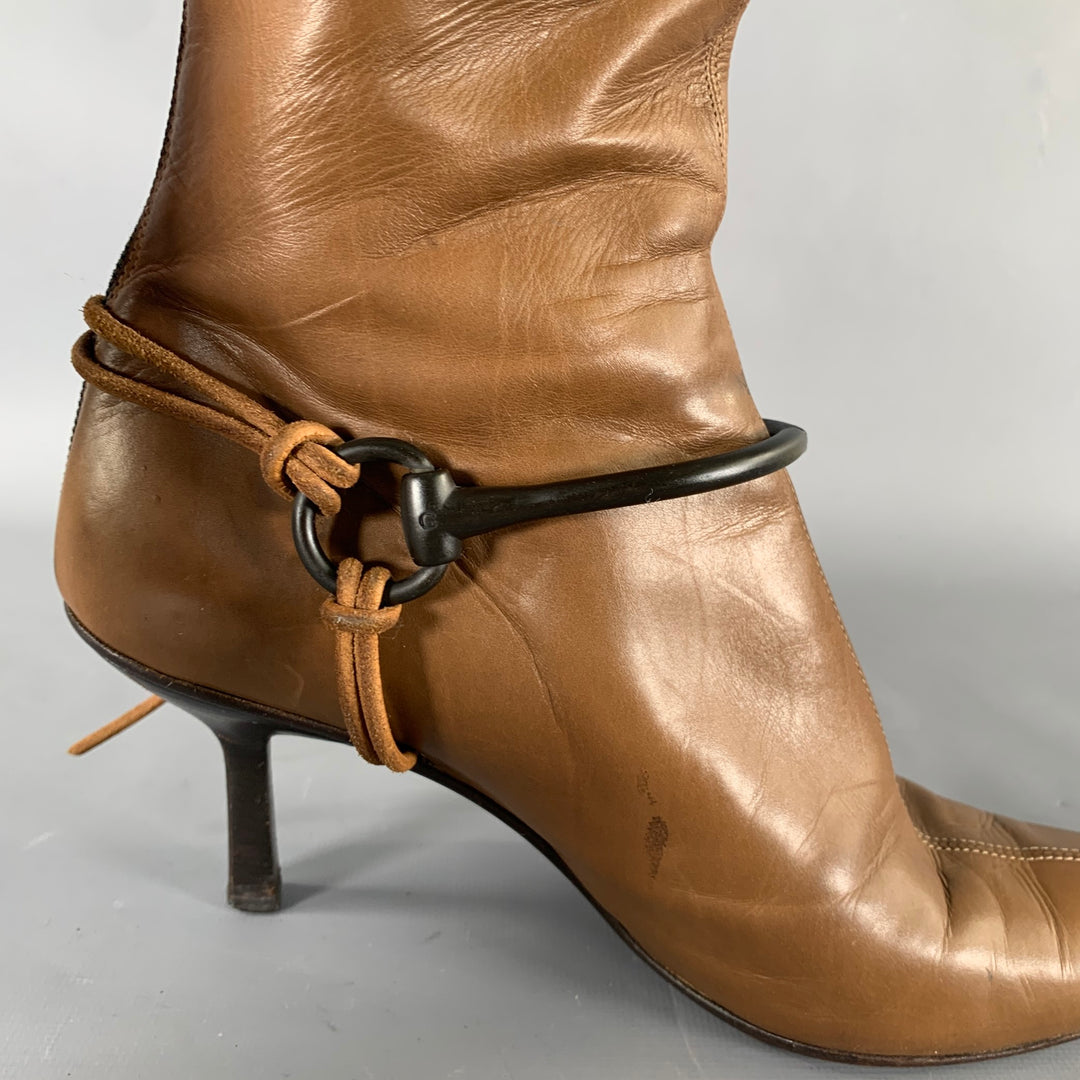 GUCCI Size 7.5 Brown Leather Pointed Toe Boots