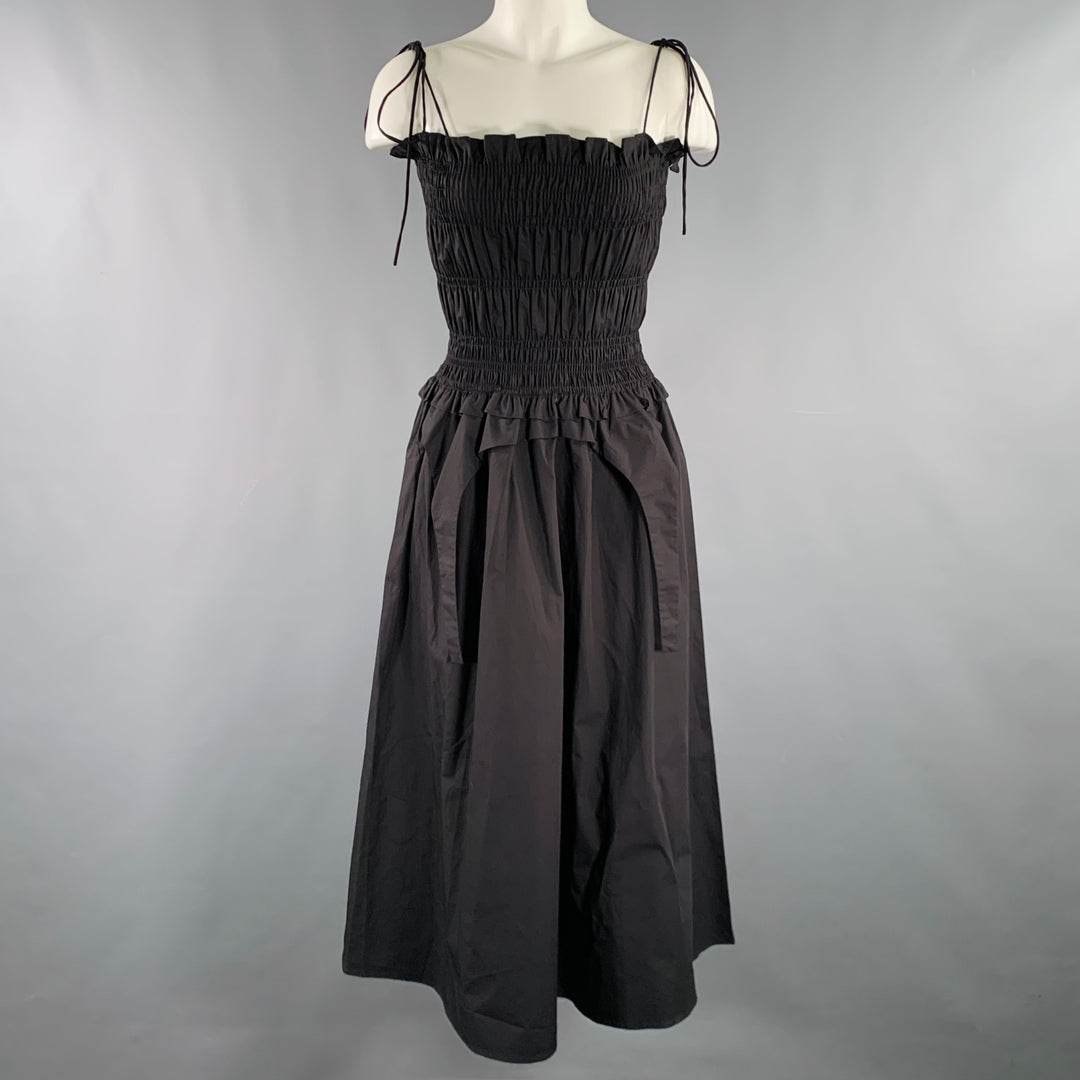 ALLINA LIU Size S Black Cotton Ruched Spaghetti Straps Long Dress