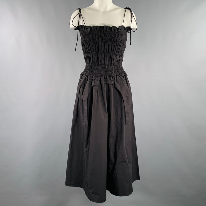 ALLINA LIU Size S Black Cotton Ruched Spaghetti Straps Long Dress