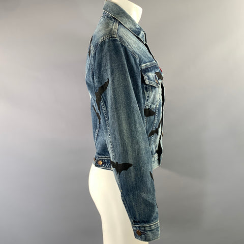 LEVI'S Size M Blue Black Bats Cotton Denim Jacket