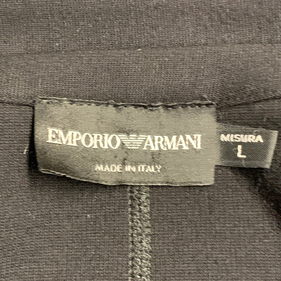 EMPORIO ARMANI Size L Regular Black Viscose Blend Notch Lapel Jacket