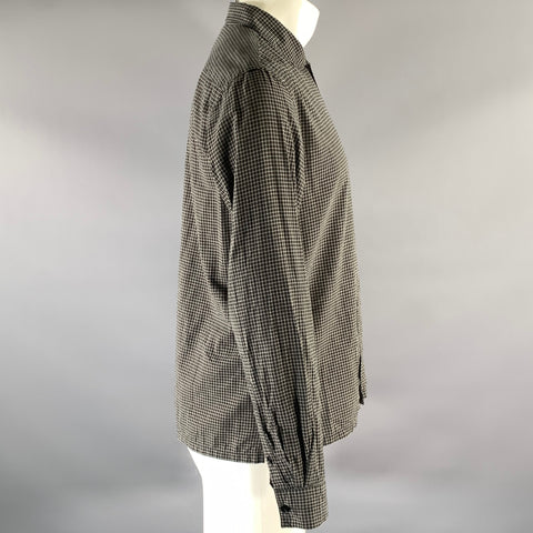 LEMAIRE Size S Black Cream Check Cotton Blend Cutaway Long Sleeve Shirt