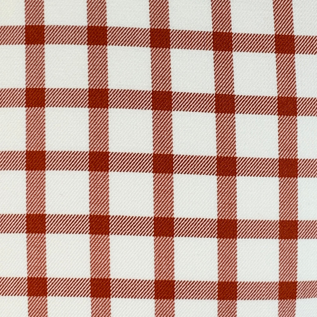 KITON Size M White Burgundy Checkered Cotton Curved Cutaway Long Sleeve Shirt
