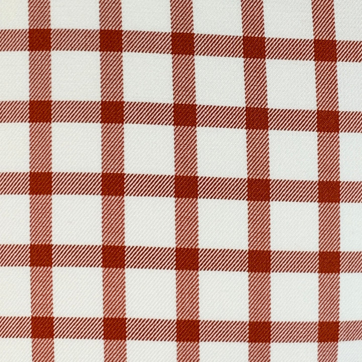 KITON Size M White Burgundy Checkered Cotton Curved Cutaway Long Sleeve Shirt