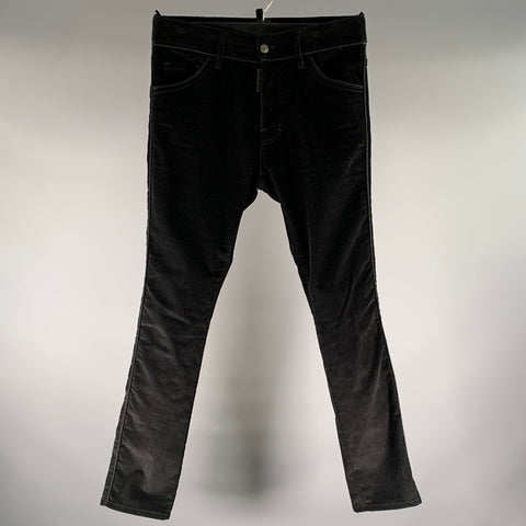 DSQUARED2 Size 30 Black Corduroy Cotton Button Fly Casual Pants
