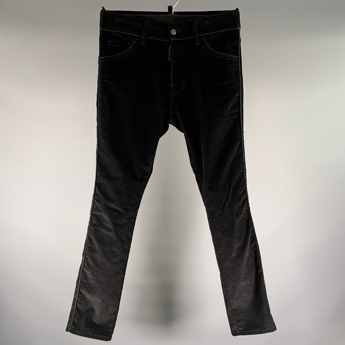 DSQUARED2 Size 30 Black Corduroy Cotton Button Fly Casual Pants