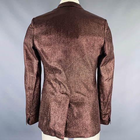 ROBERTO CAVALLI Size 36 Purple Black Metallic Tuxedo Sport Coat