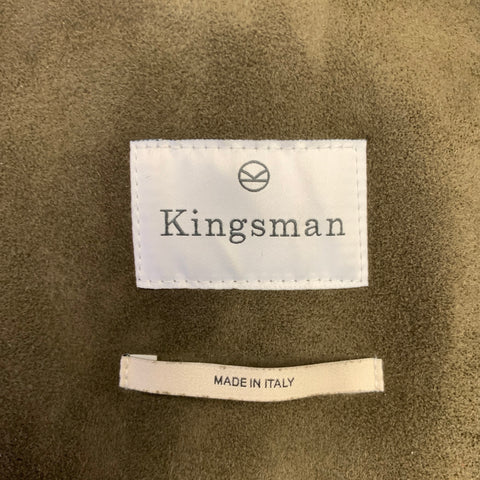 KINGSMAN Size 40 Green Lambskin Suede Drawstring Four Pockets Jacket
