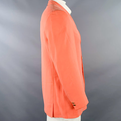 VERSACE Size L Pink Salmon Silk Notch Lapel Sport Coat