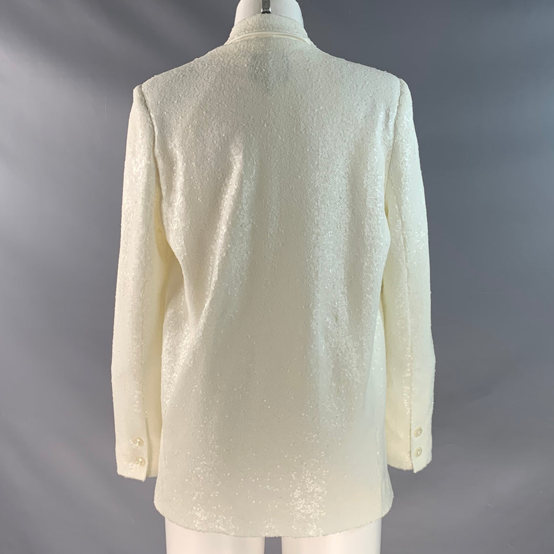 BLACK HALO Size S Beige Nylon Sequined Double Breasted Pants Suit