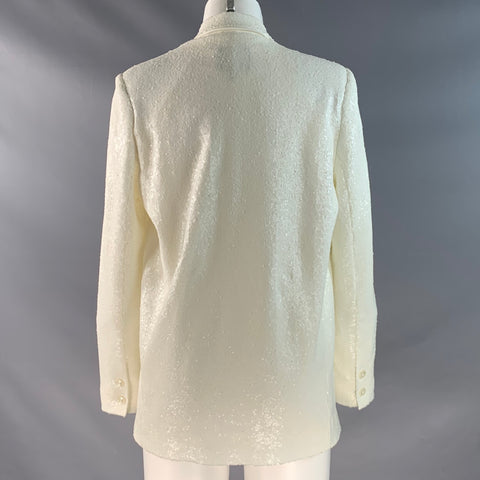 BLACK HALO Size S Beige Nylon Sequined Double Breasted Pants Suit