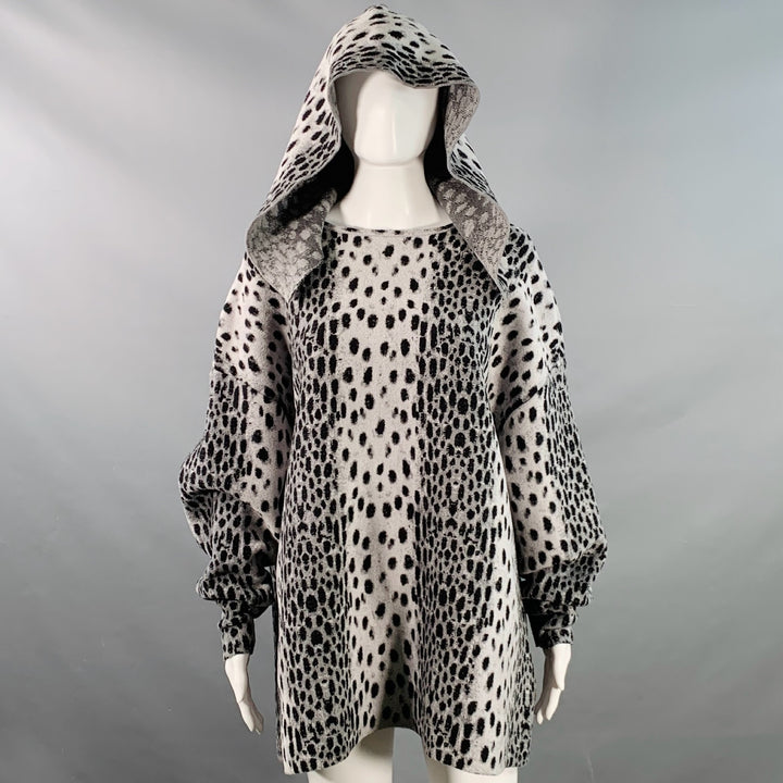 ALAIA Size 8 Grey Black Viscose Blend Animal Print Sweater