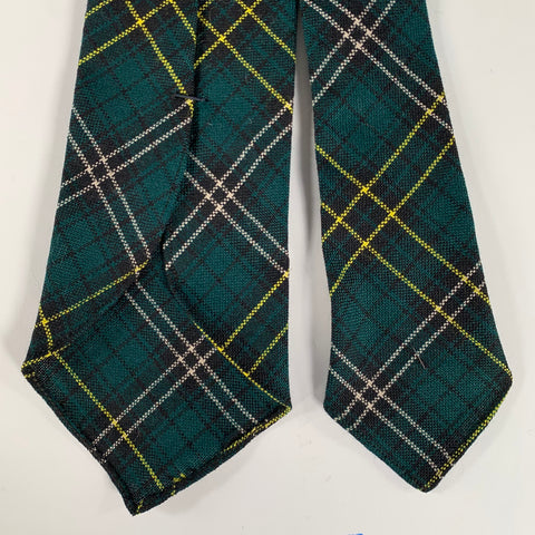 RRL by RALPH LAUREN Green Green navy yellow cream Plaid Wool Tie