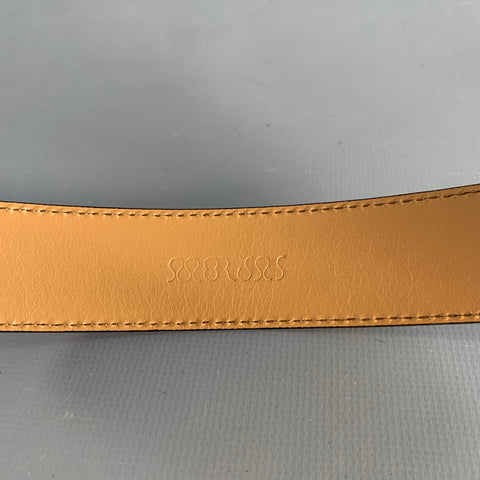 MORJAS Size 34 Black Gold Calfskin Leather Belt