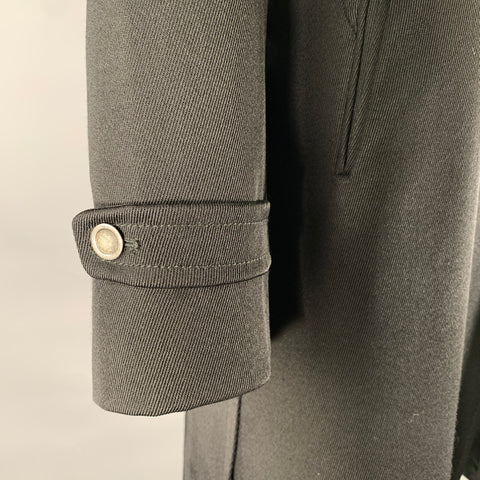 CoSTUME NATIONAL Size 40 Black Brown Twill Wool Blend Leather Panel Coat