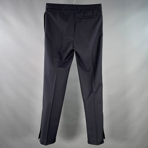 VALENTINO Size 30 Navy Black Wool Mohair Drawstring Waistband Casual Pants