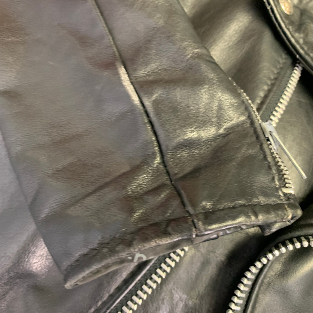 PERFECTO by  SCHOTT Vintage Size 46 125 Black Leather Motorcycle Jacket