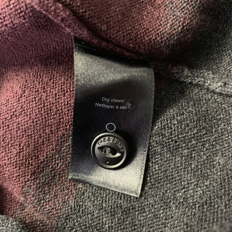 RAG & BONE Size M Burgundy Grey Black Color Block Cotton Cashmere Ribbed Polo