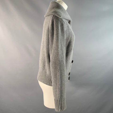 MARC JACOBS Size S Grey Cashmere / Wool Knitted Snaps Jacket