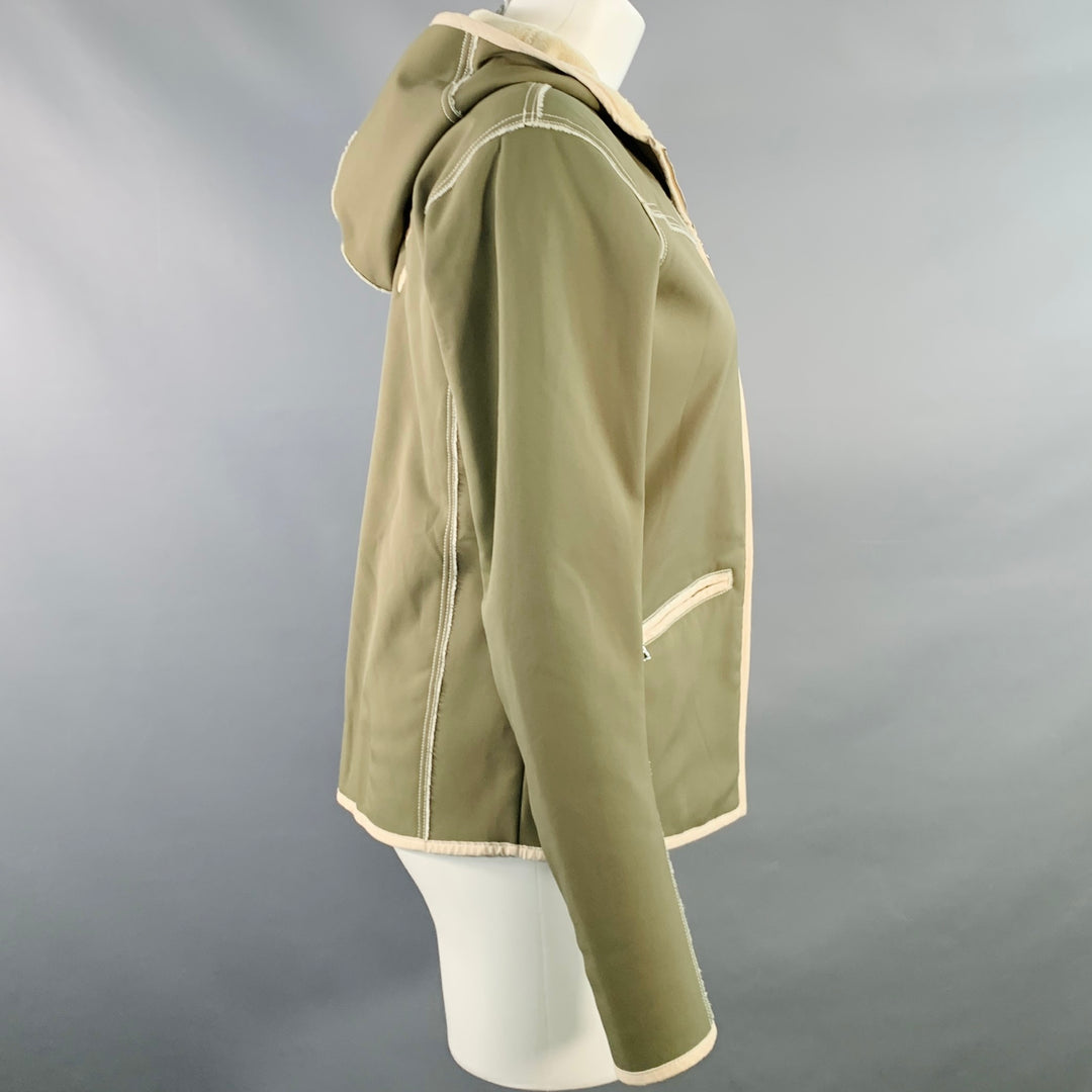 BOGNER Size M Cream Olive Polyester Blend Embroidered Hooded Jacket