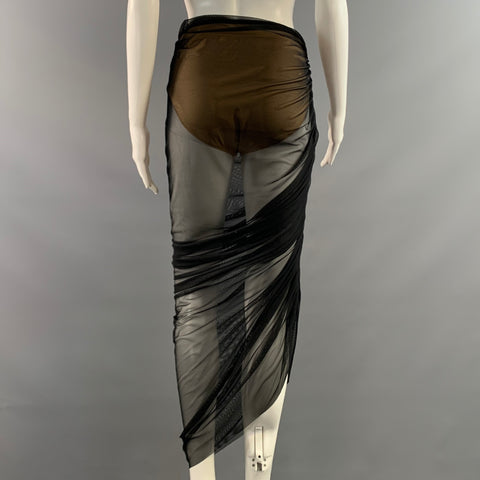 NORMA KAMALI Size XS Black Beige Nylon Sheer Long Skirt