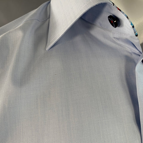 ETON Size M Blue Cotton Curved Cutaway Long Sleeve Shirt