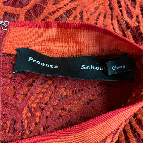 PROENZA SCHOULER Size S Red Orange Lace Raw Edge Casual Top