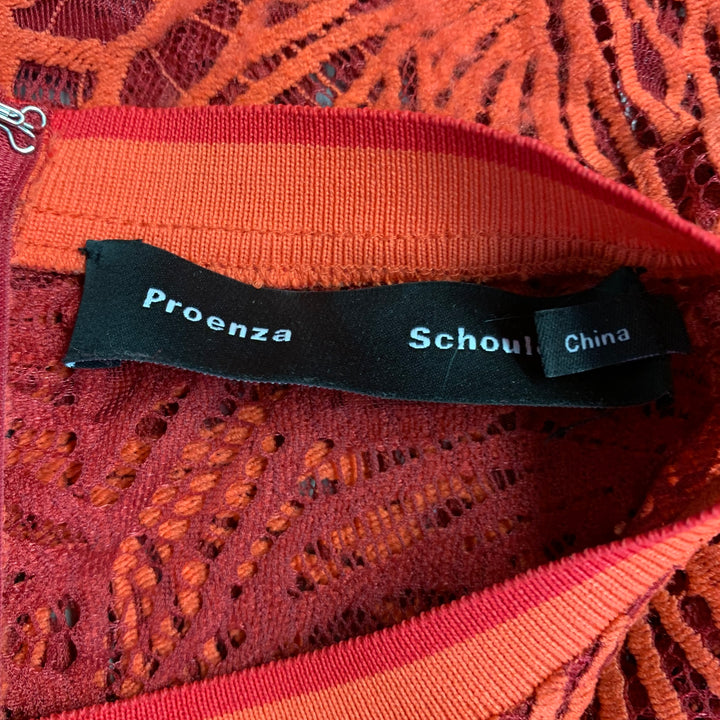 PROENZA SCHOULER Size S Red Orange Lace Raw Edge Casual Top