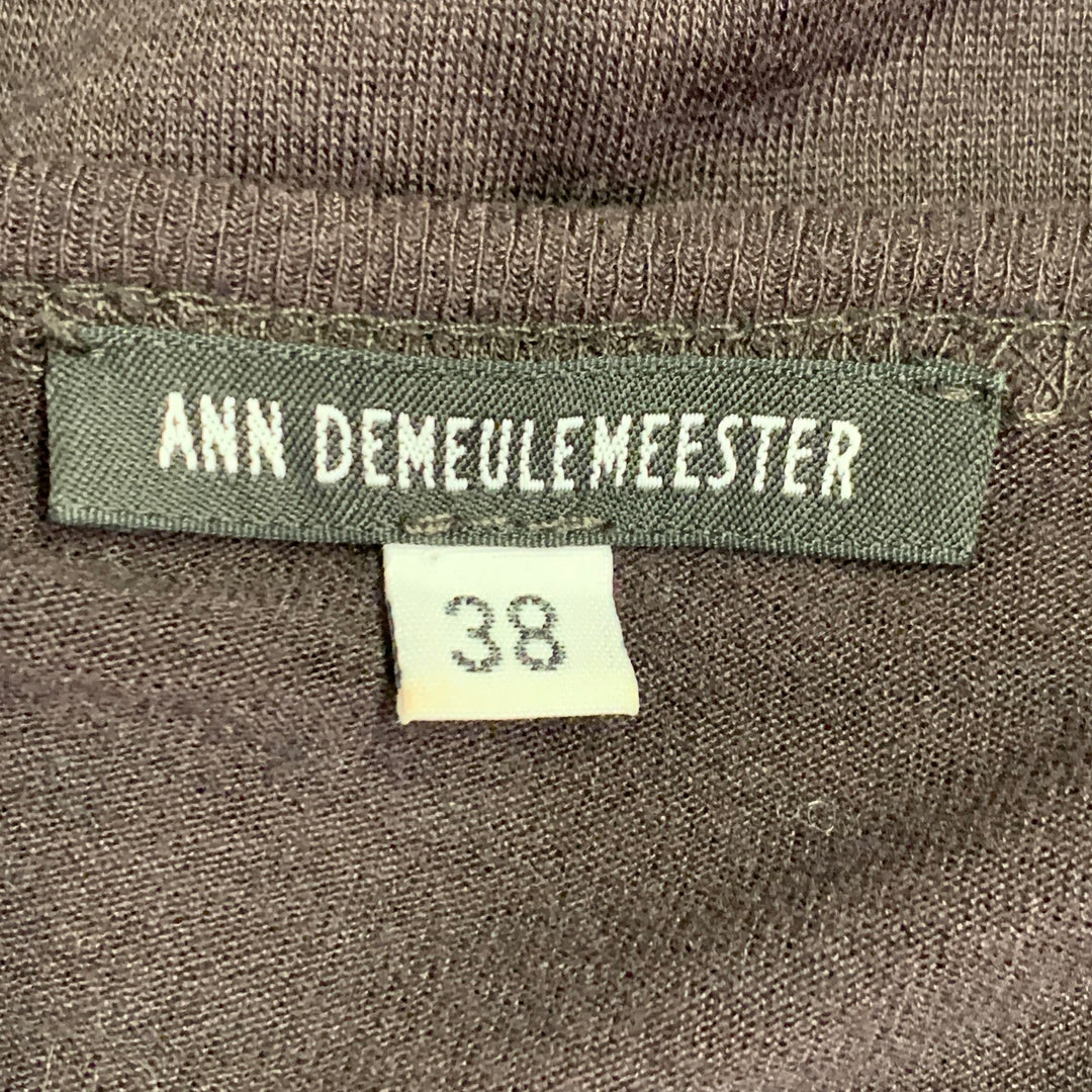 ANN DEMEULEMEESTER Size M Brown Jersey Scoop Neck Casual Top