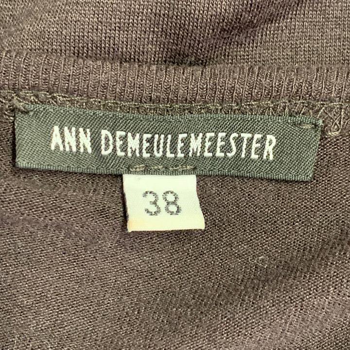ANN DEMEULEMEESTER Size M Brown Jersey Scoop Neck Casual Top