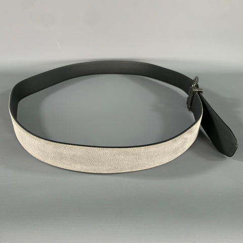 TOD'S Grey Black Suede Leather Belt