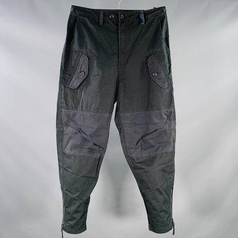MAHARISHI Size M Black Cotton Utility Drop Crotch Cargo Side Tabs Tapered Casual Pants