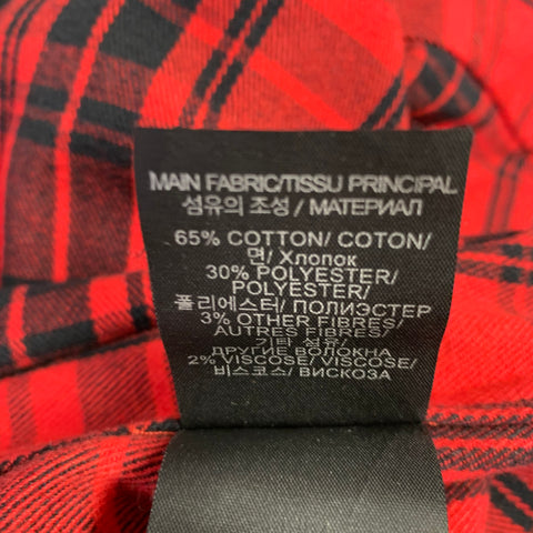 VETEMENTS Size XS -My Name Is- Red Black Plaid Cotton Blend Long Sleeve Shirt