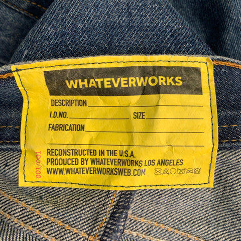 WESTFALL Size S Blue Red Cotton Painted Strawberry High Waisted Straight Button Fly Jeans