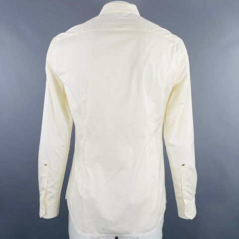 Chemise à manches longues TOM REBL taille L en mélange de coton beige et boutonnée