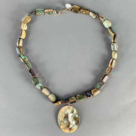 SPARKLING SAGE Abalone Beaded Pendant Necklace