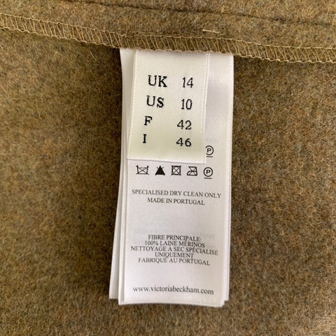 VICTORIA BECKHAM Size 10 Green Olive Merino Wool Mid-Calf Skirt