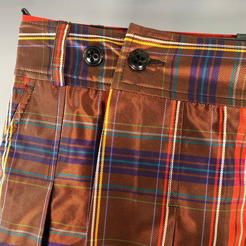 MR TURK Size M Brown Multi Color Plaid Not Listed Pleated Kilt