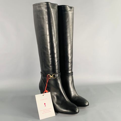 ROUJE Size 7 Black Leather Pull On Boots