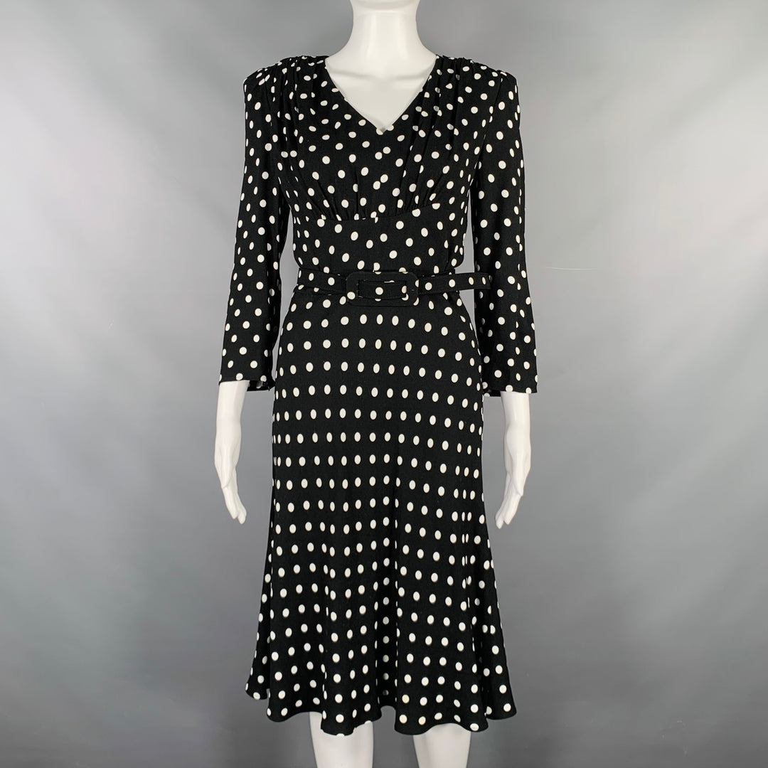 Women's Michael Kors V-Neck Polka Dot Flared Dress, Size 4