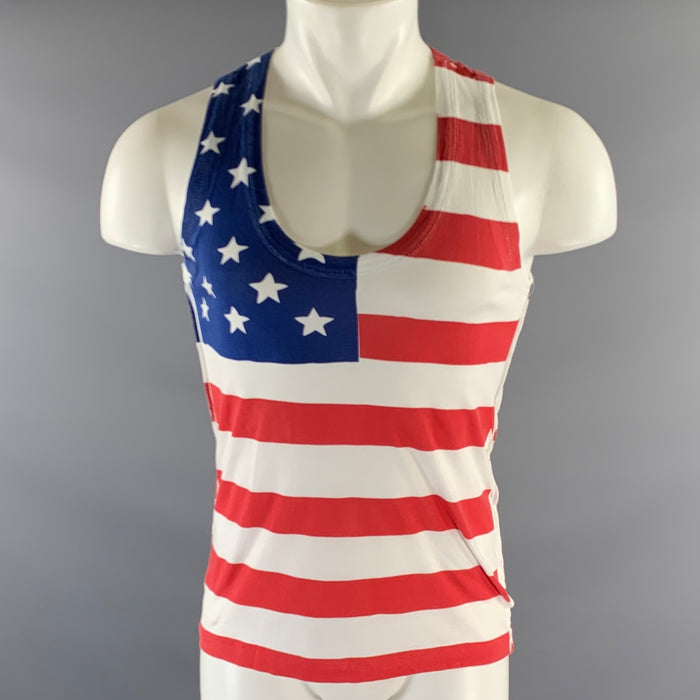 D&G by DOLCE & GABBANA Size S Red White Blue Flag Tank