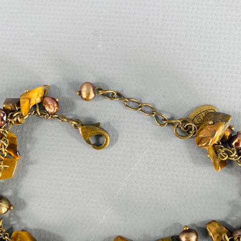 VINTAGE Brown Copper Gems Charm Bracelet